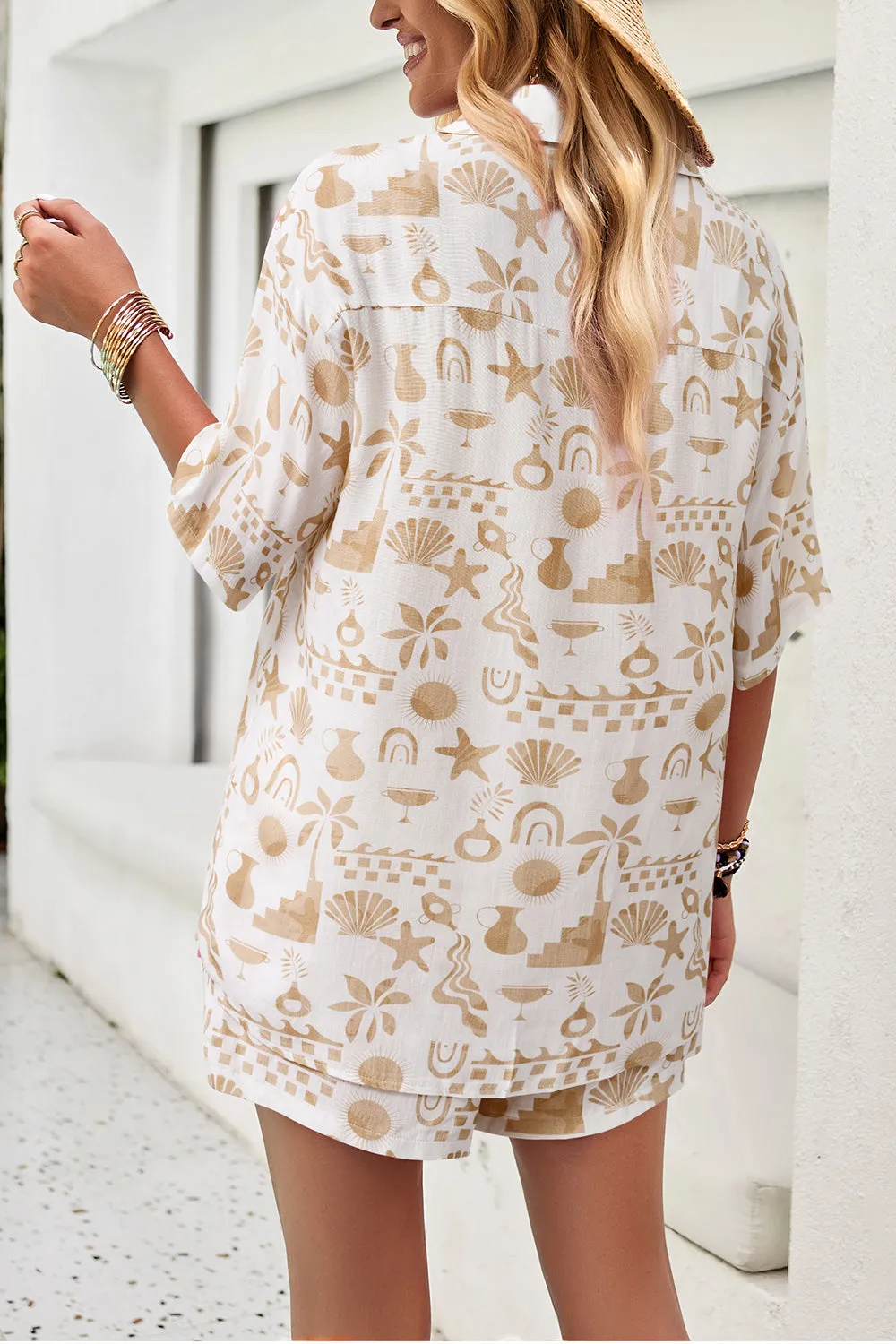 🌼 Devine Printed Button Up Shirt and Shorts Set 🌼