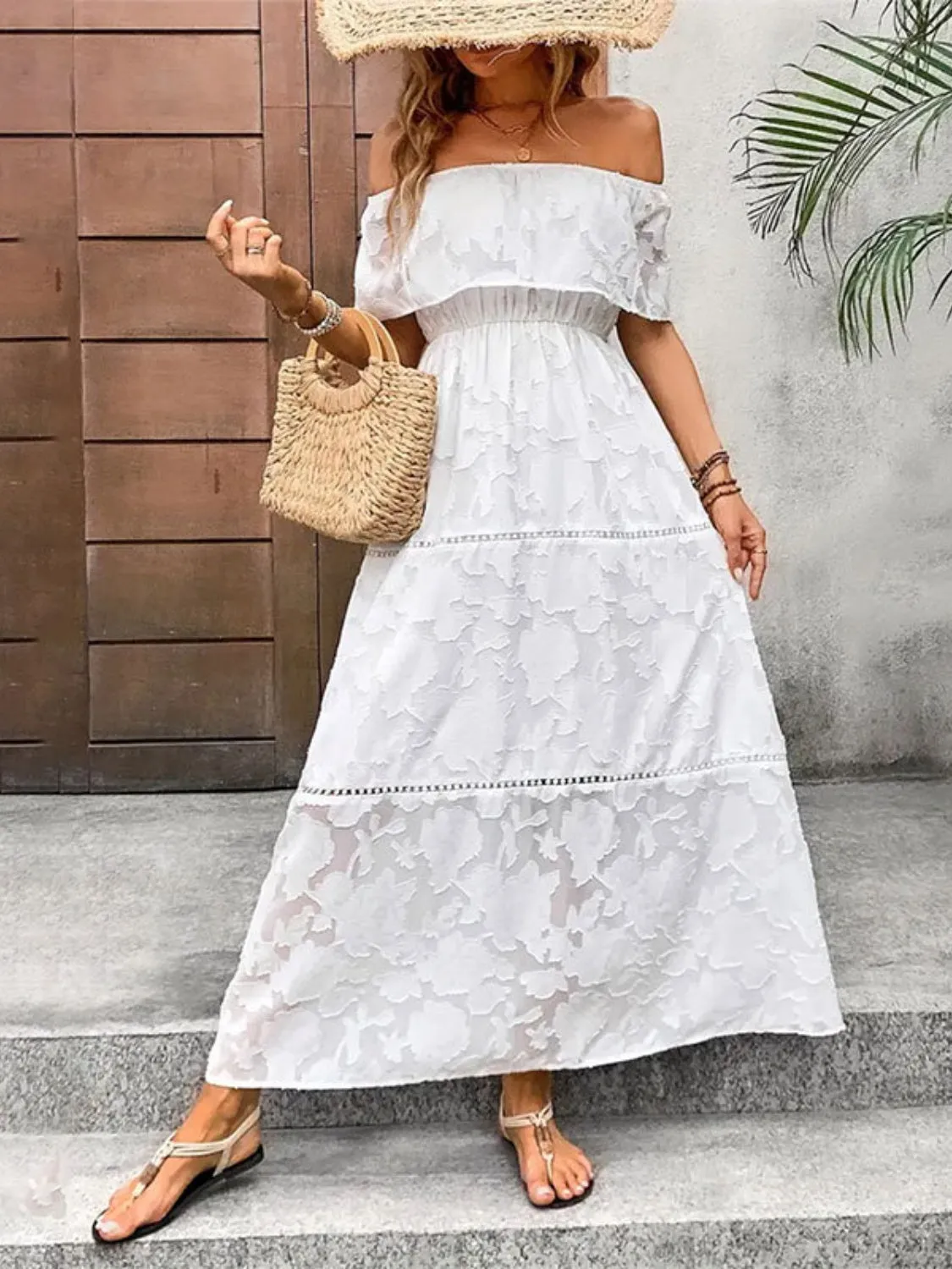 🌼 Off-Shoulder Short Sleeve Maxi Dress 🌼