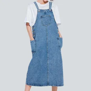 A-line long denim dress