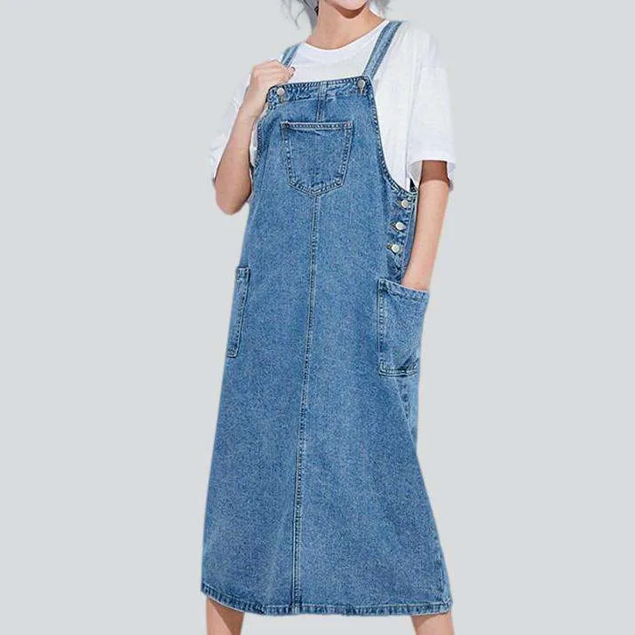 A-line long denim dress