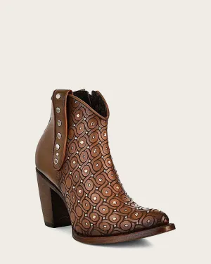 Ankle handwoven brown bootie