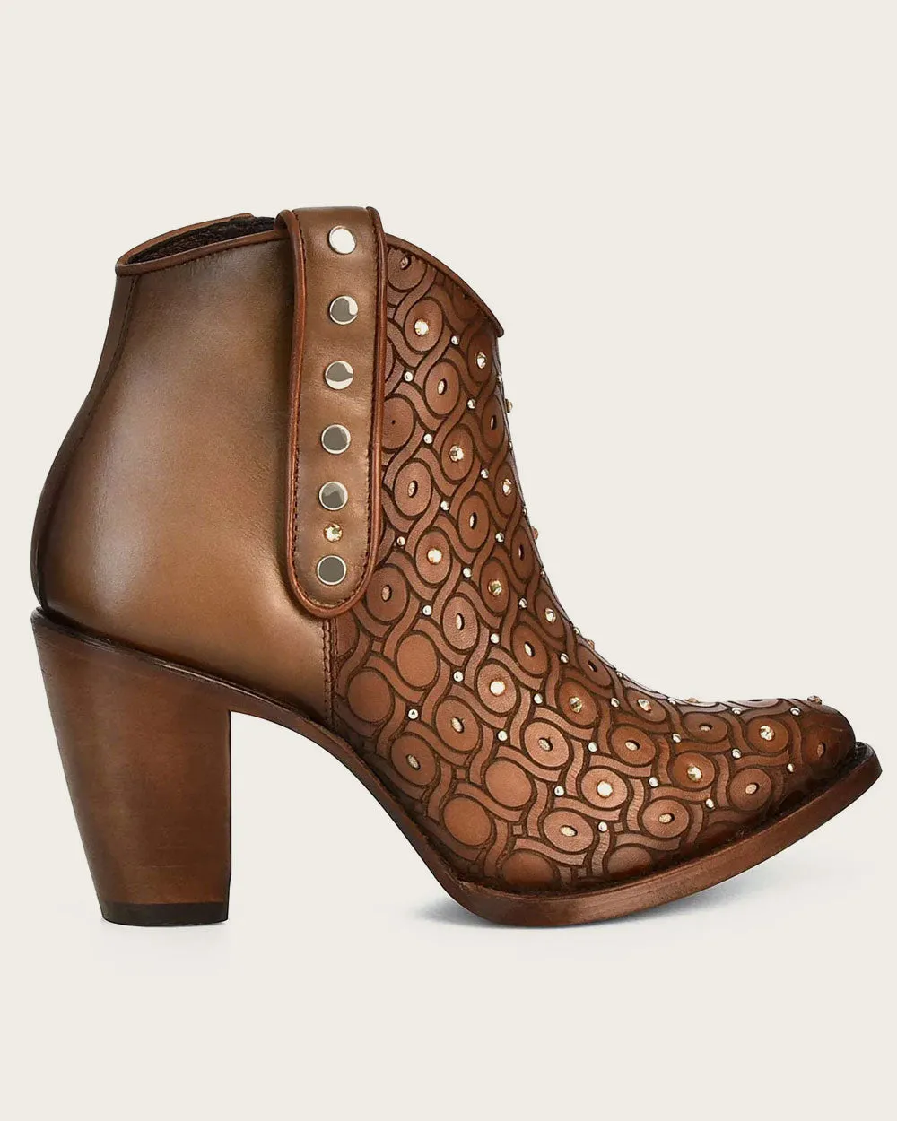 Ankle handwoven brown bootie