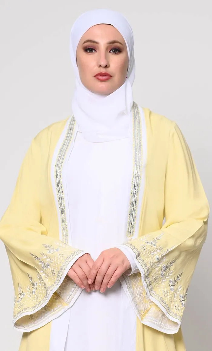 Beautiful Women's 2pc Embroidered Yellow Shrug And Inner Set