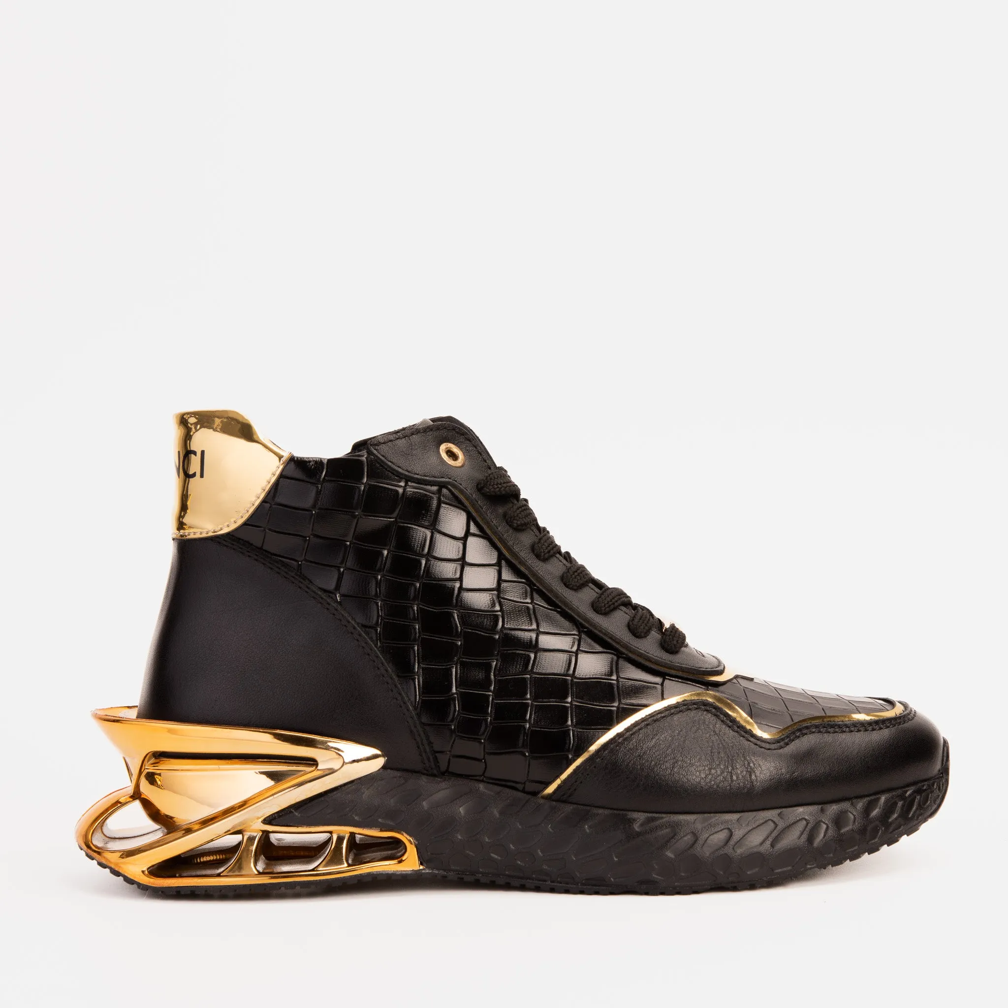 Bellagio Black & Gold High-Top Men Sneaker