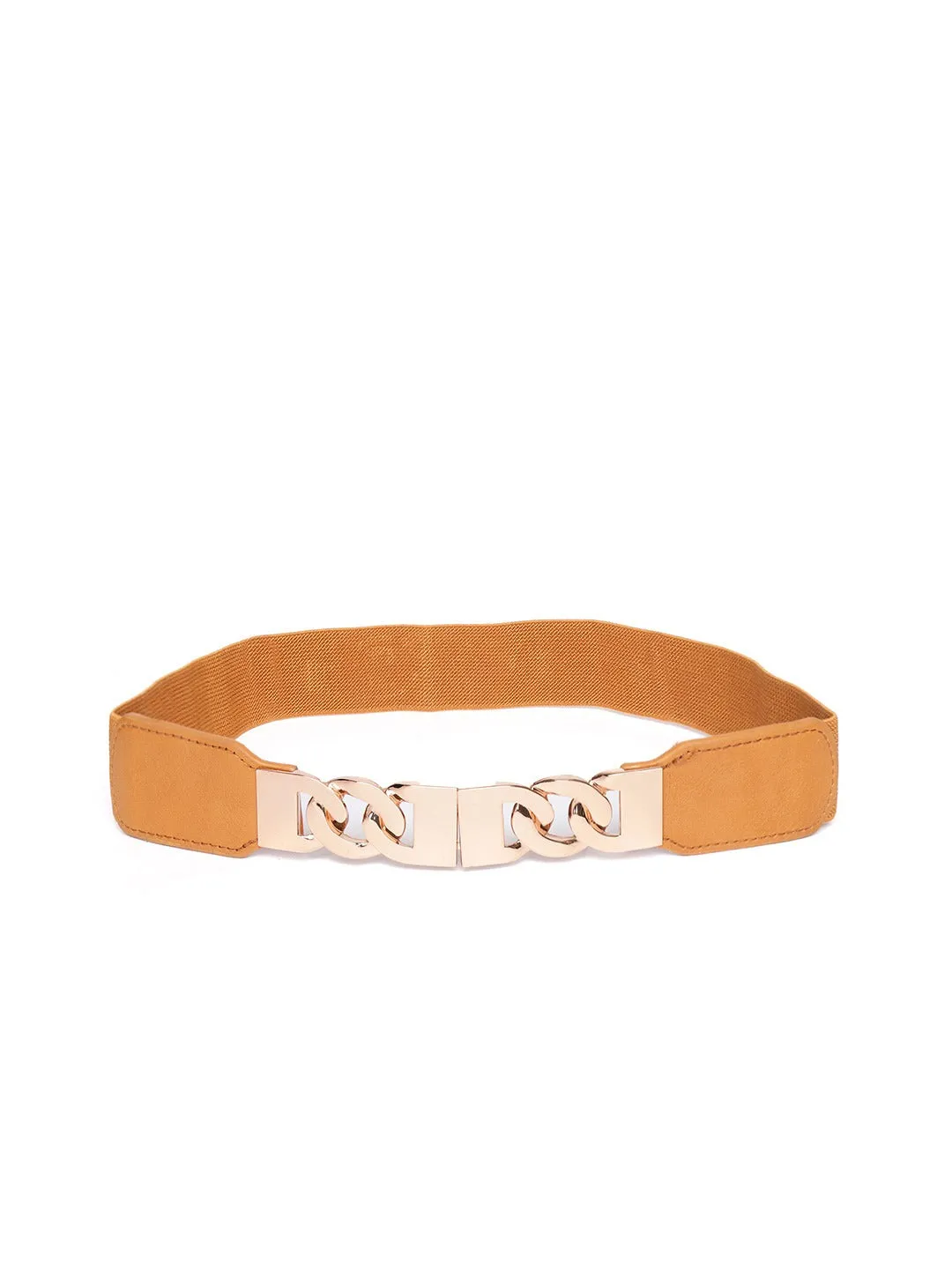 Berrylush Women Tan Brown Chain Buckle Belt