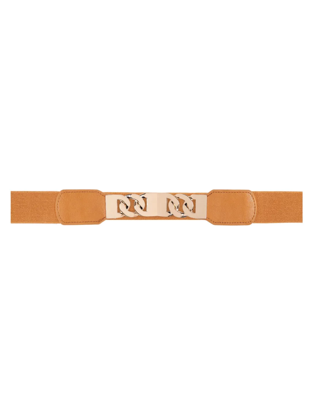 Berrylush Women Tan Brown Chain Buckle Belt