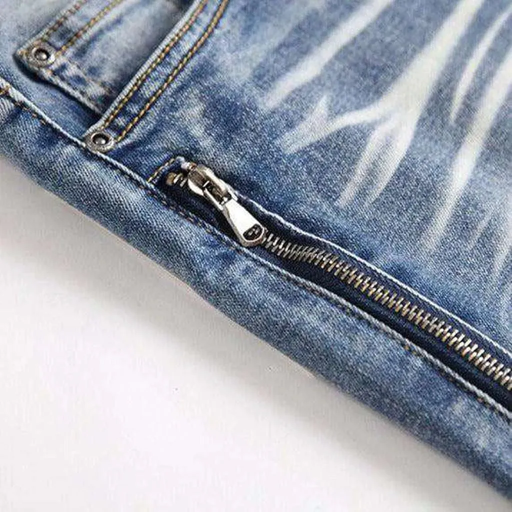 Biker jeans with side zippers