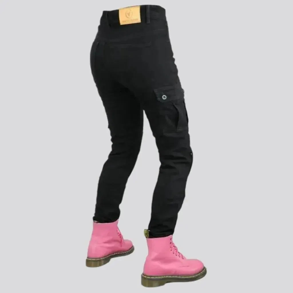 Black women's biker jeans