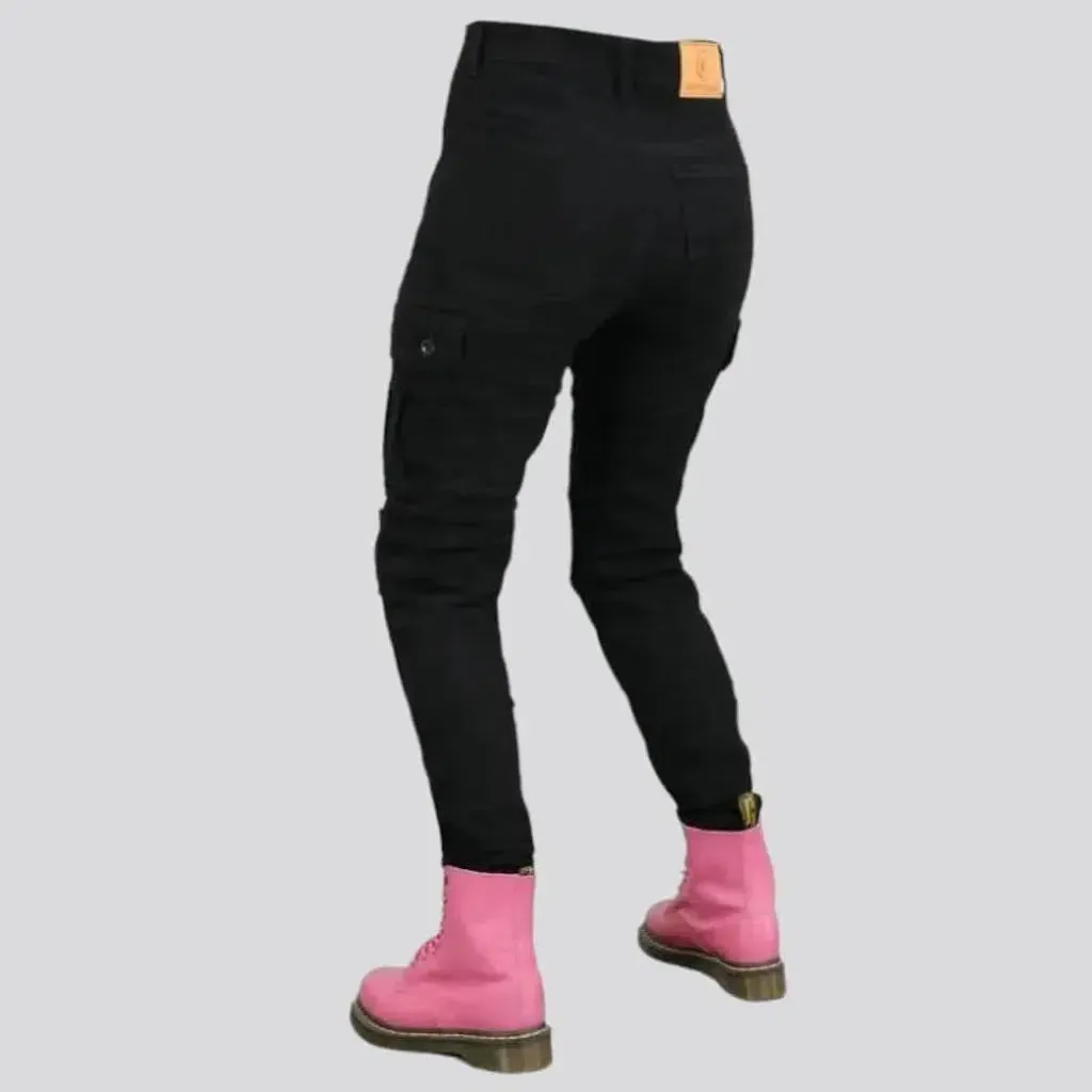 Black women's biker jeans