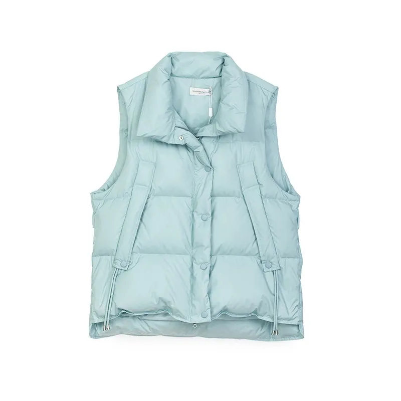 Blue Green Winter Down Vest Sleeveless