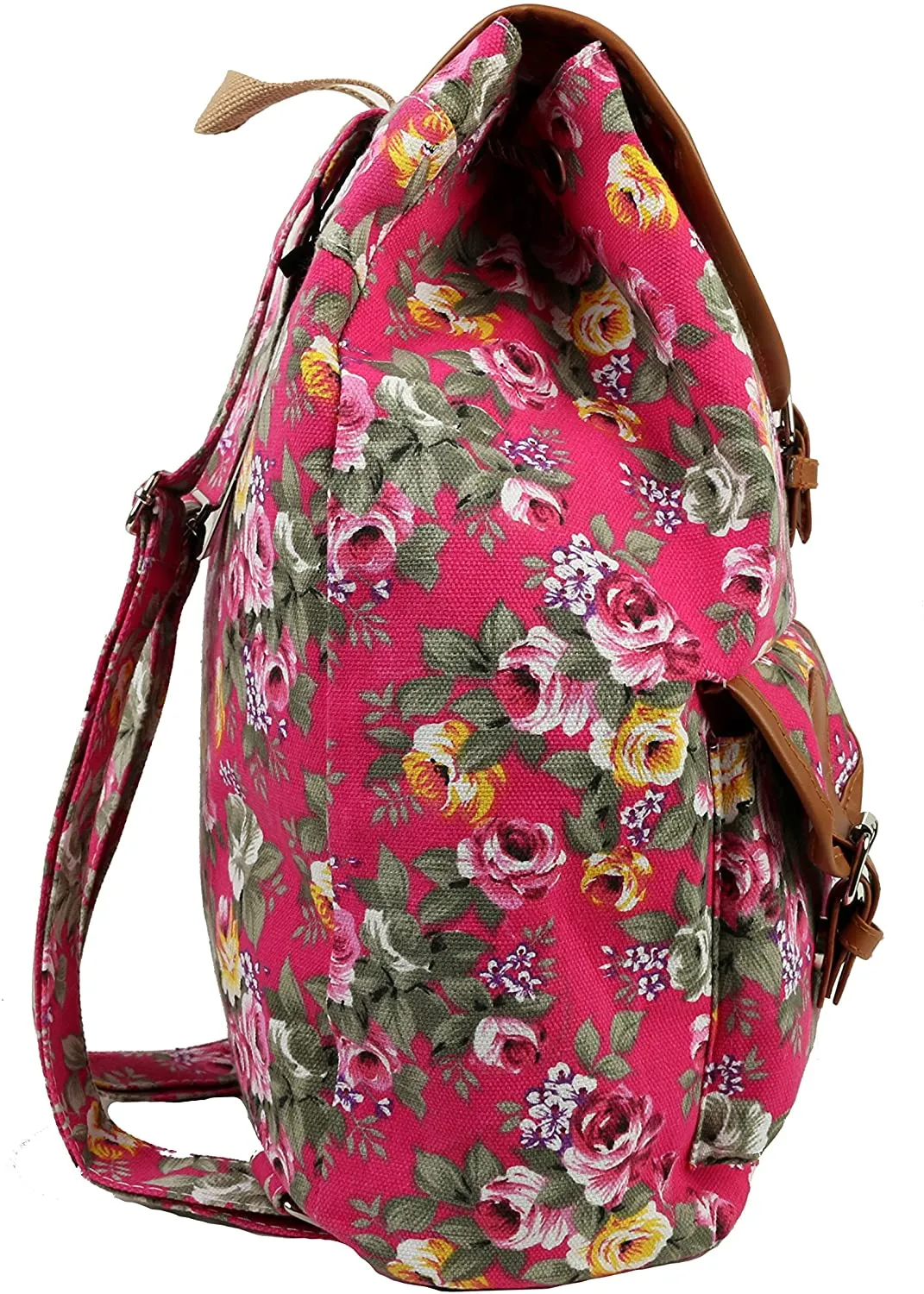 Bravo Vintage Women Canvas Travel Satchel Shoulder Bag Backpack Rucksack - Rose Peach