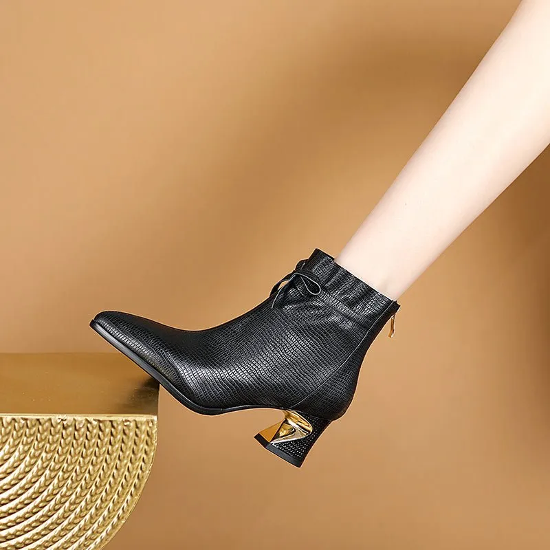 BritLuxe Exotic Bow Ankle Boots