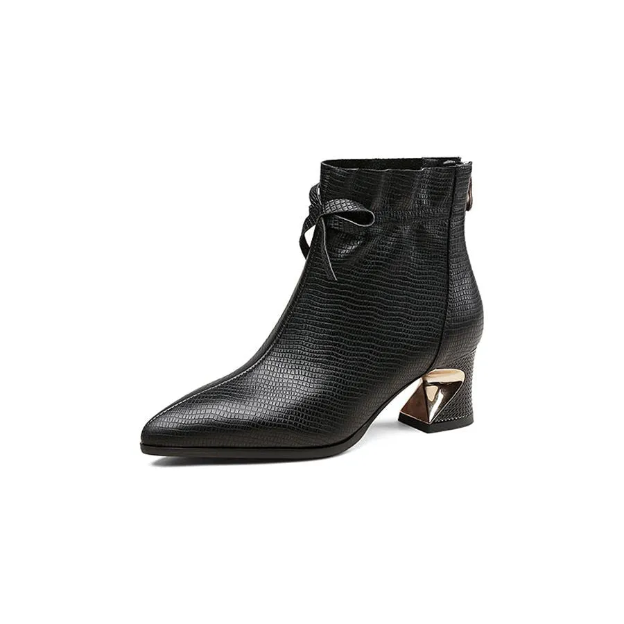 BritLuxe Exotic Bow Ankle Boots