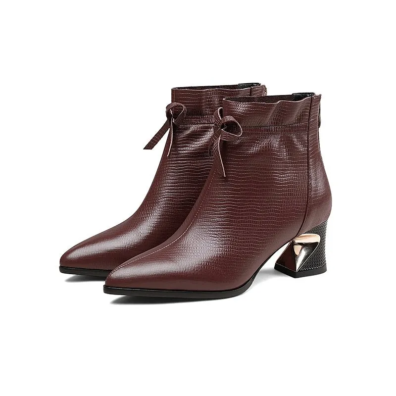 BritLuxe Exotic Bow Ankle Boots