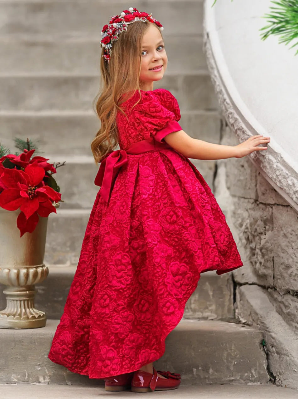 Charm and Glam Hi-Lo Brocade Special Occasion Dress