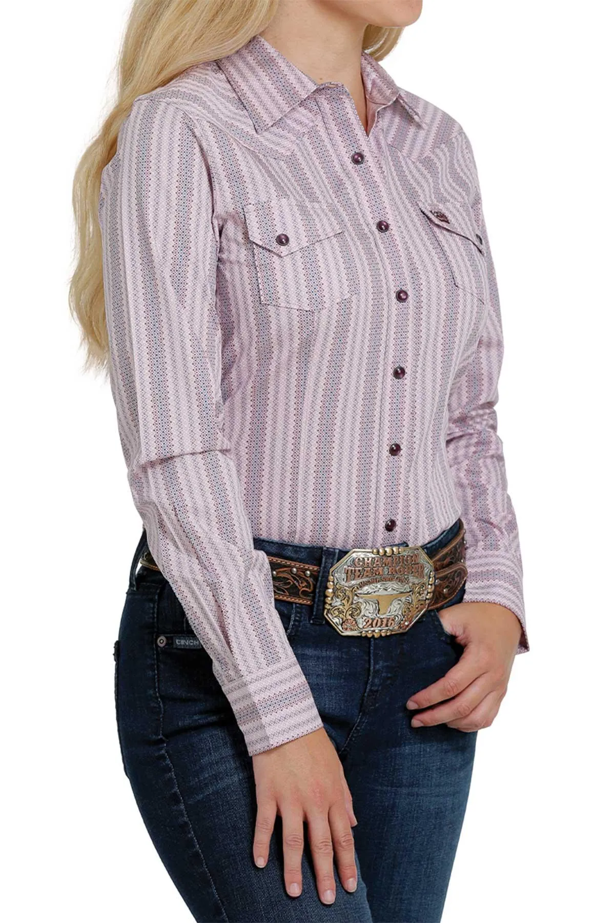 Cinch Women's Lavender Printed Western Snap Up Shirt MSW9201024