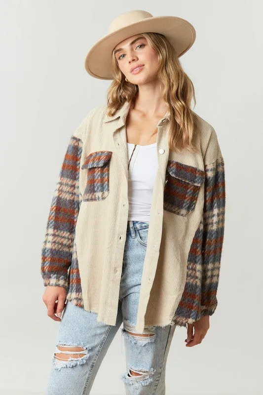 Corduroy Flannel Mix Sand Jacket