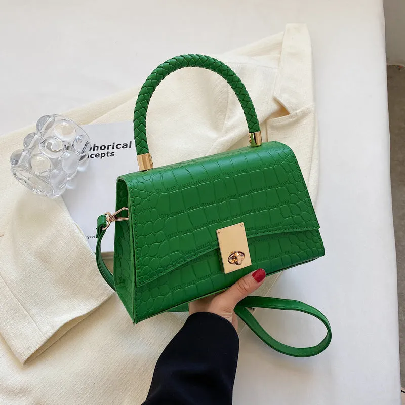 Crocodile-Style Green Women Hand Bag With Sling Fashion Trendy Bag