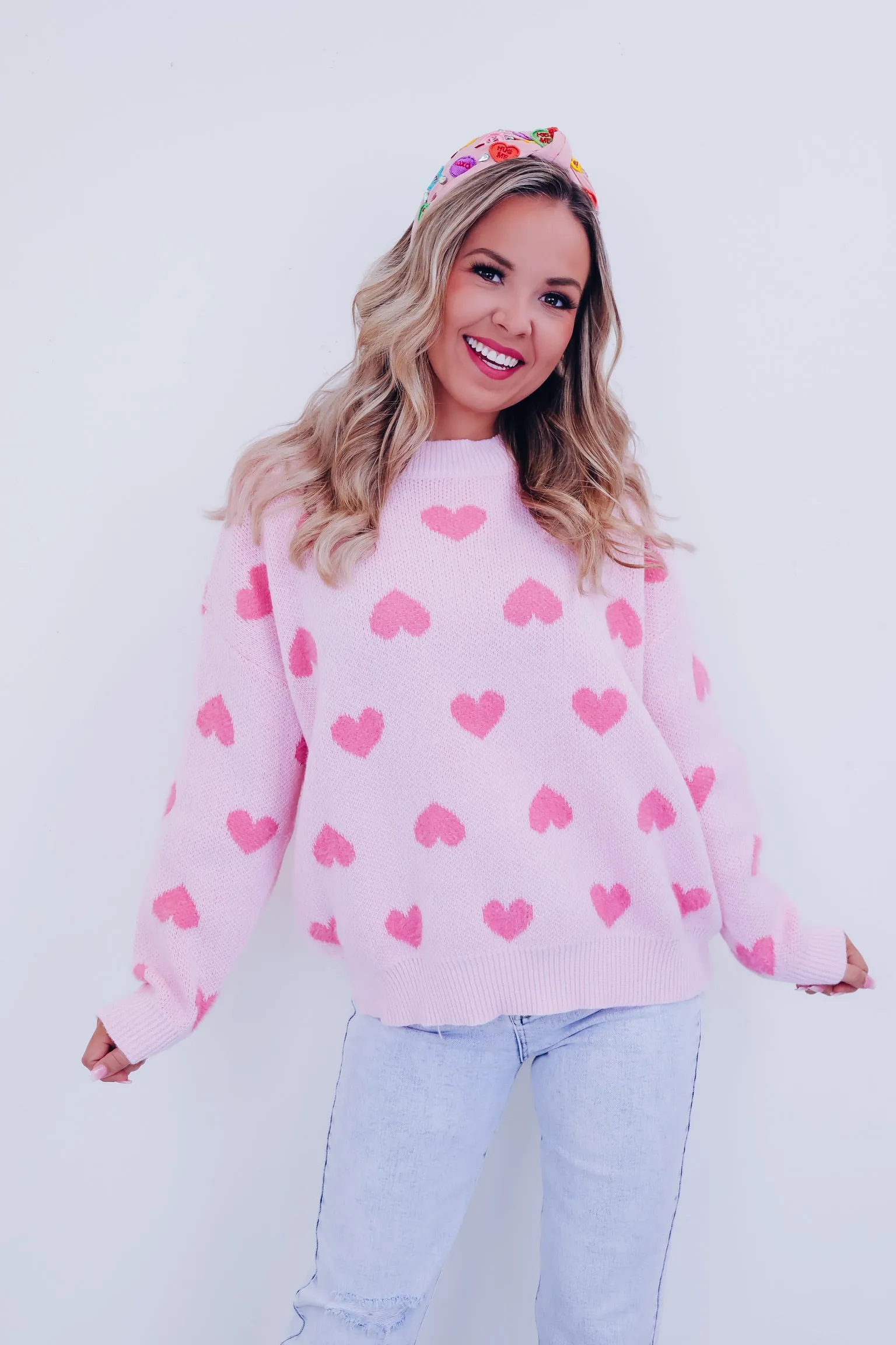 Cupid Cozy Heart Print Sweater