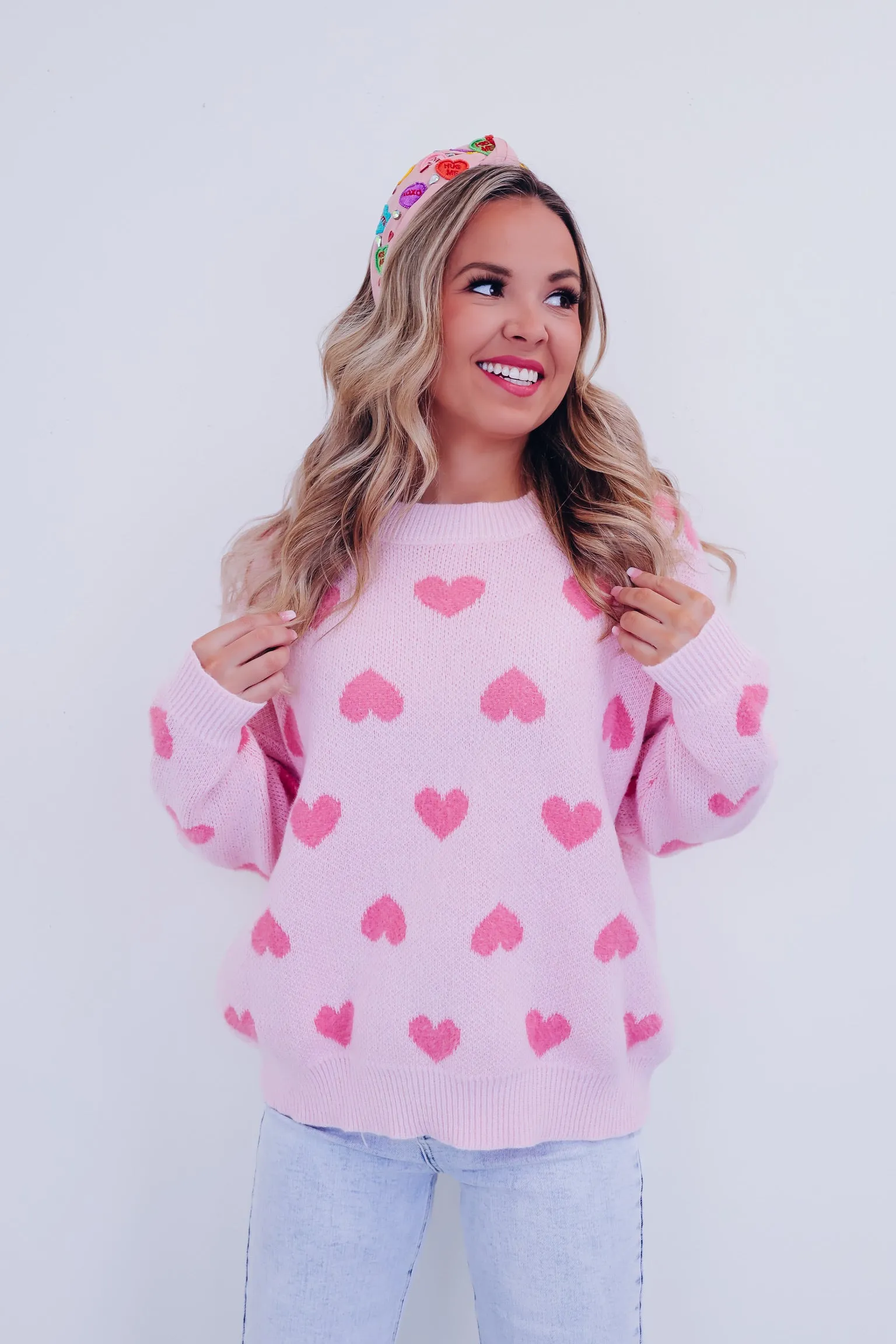 Cupid Cozy Heart Print Sweater