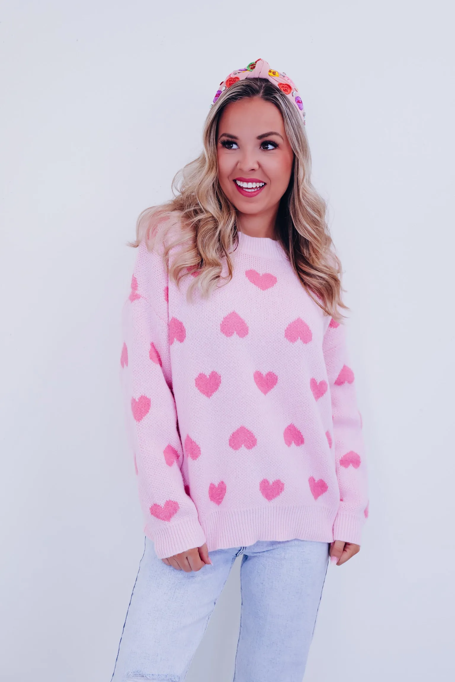 Cupid Cozy Heart Print Sweater