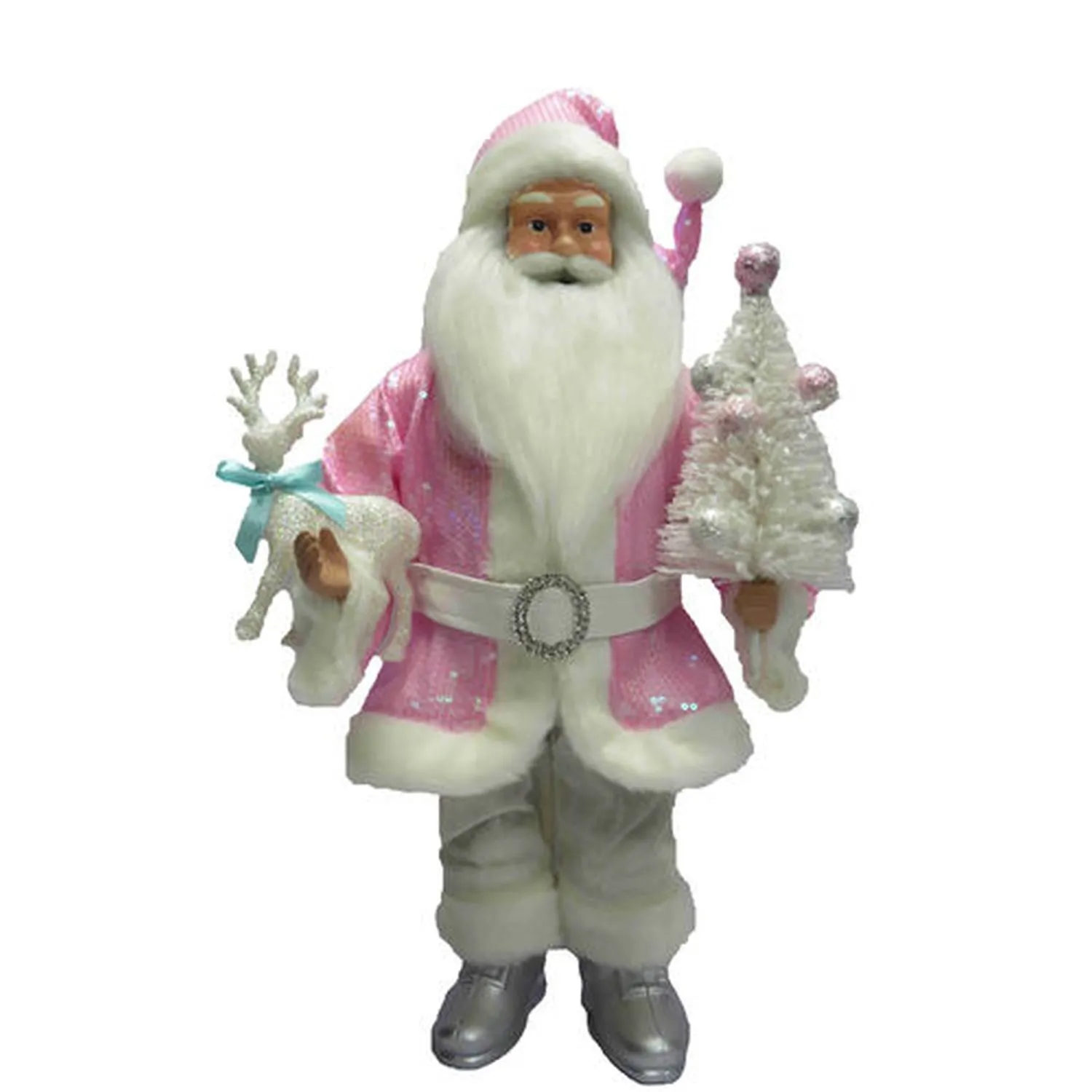 December Diamonds Santa's Sweet Shoppe Collection 18" Pink Santa With Tree