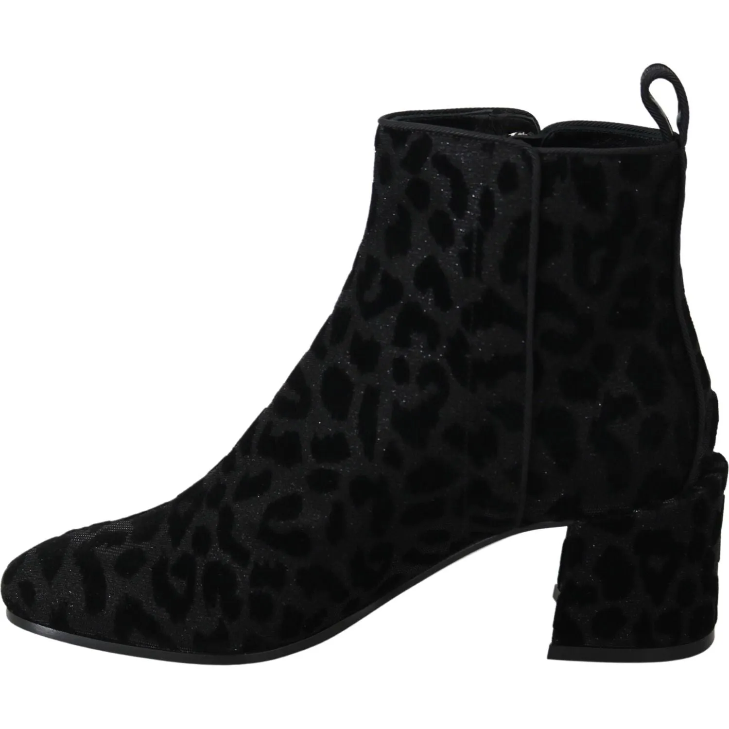 Dolce & Gabbana Elegant Black Leopard Print Short Boots