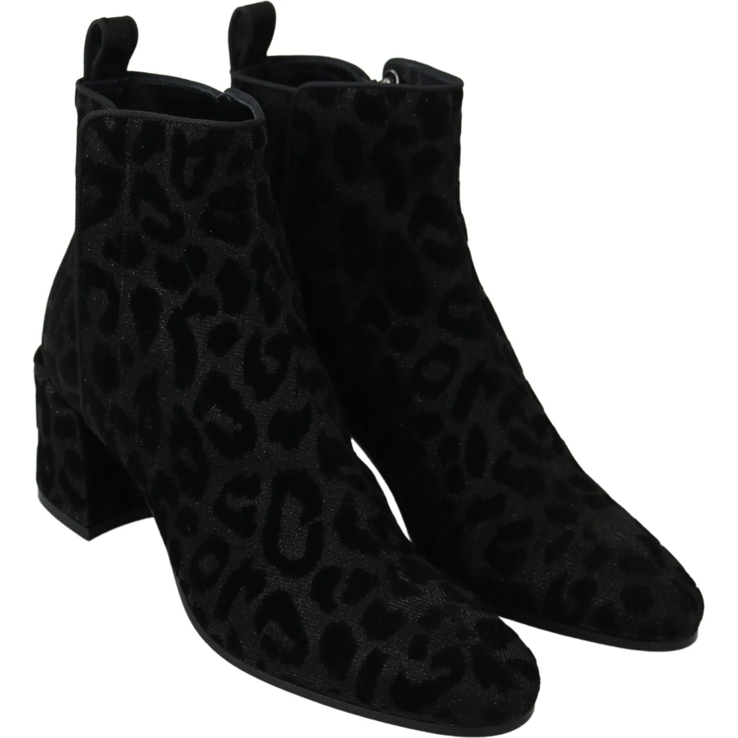 Dolce & Gabbana Elegant Black Leopard Print Short Boots