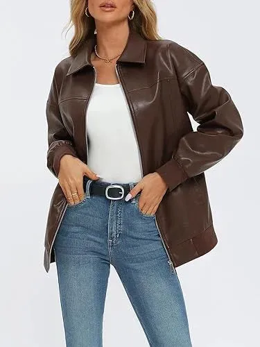 Elara Leather Bomber Jacket for Women | Order Now