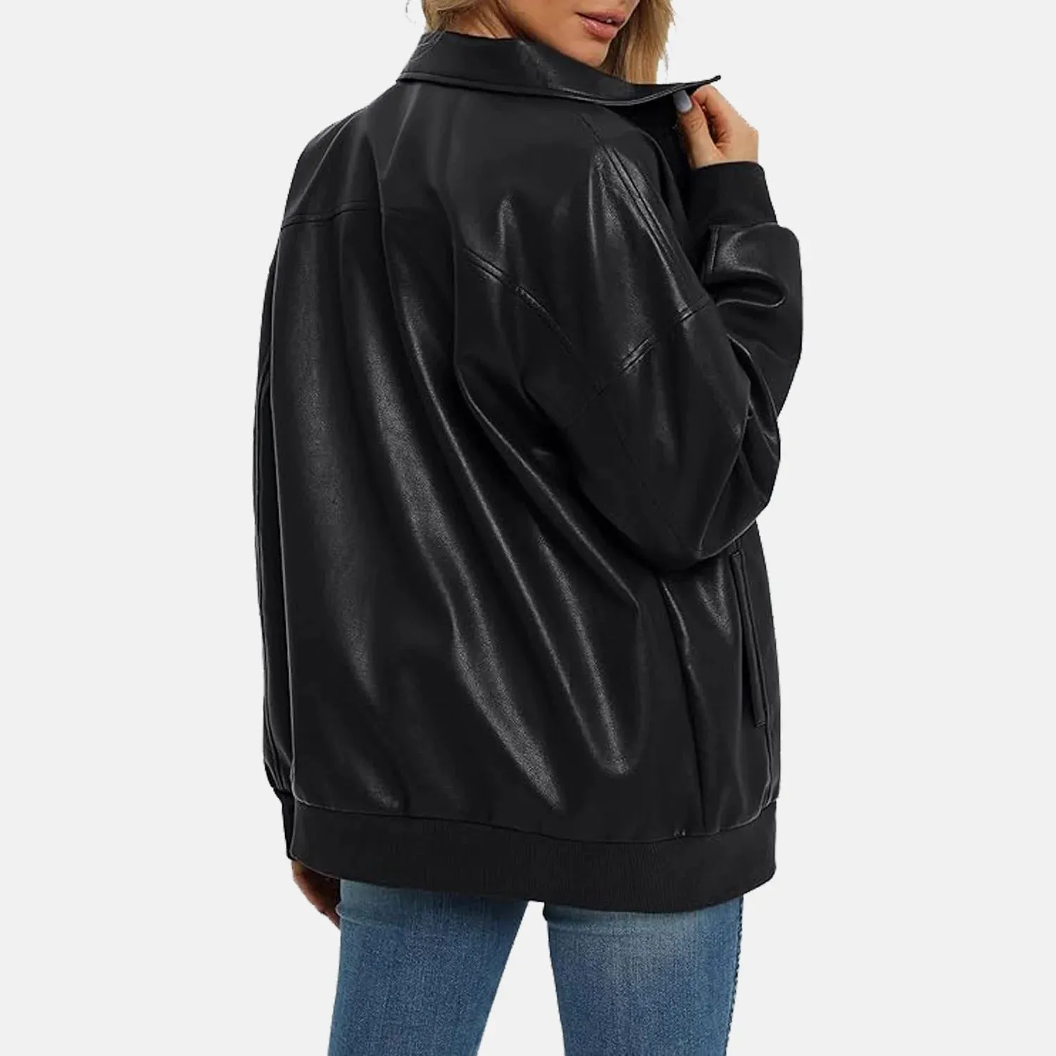 Elara Leather Bomber Jacket for Women | Order Now