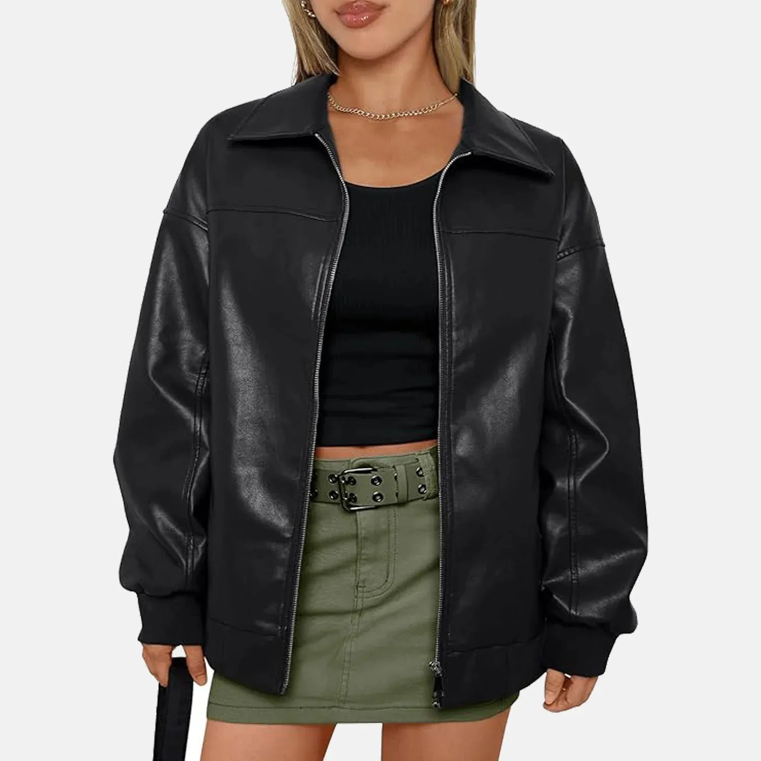 Elara Leather Bomber Jacket for Women | Order Now