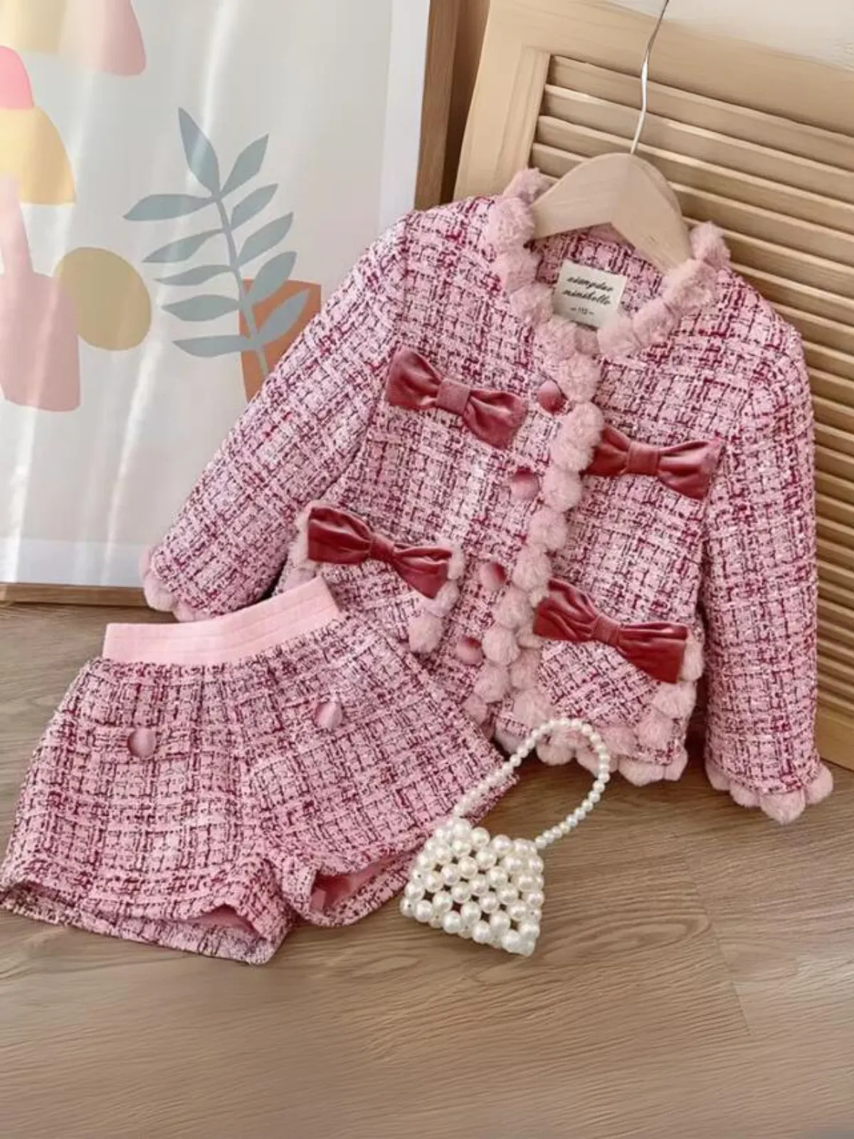 Elegant Soft Tweed Coat and Shorts Set