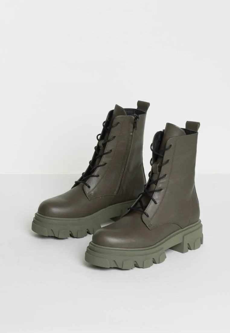 Elliot Cactus Leather Combat Boots