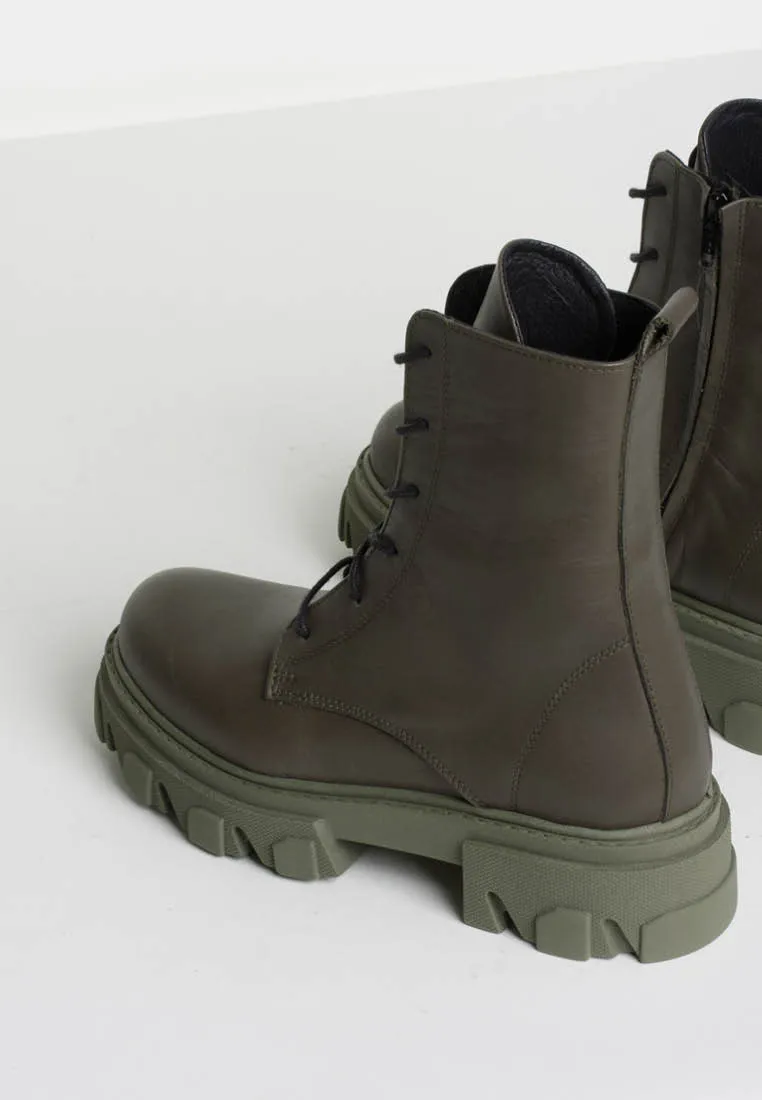 Elliot Cactus Leather Combat Boots