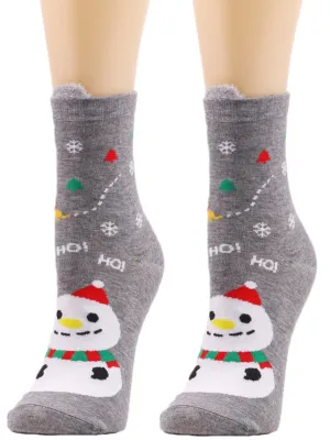 Festive Christmas Knit Snowman Socks Elasticity