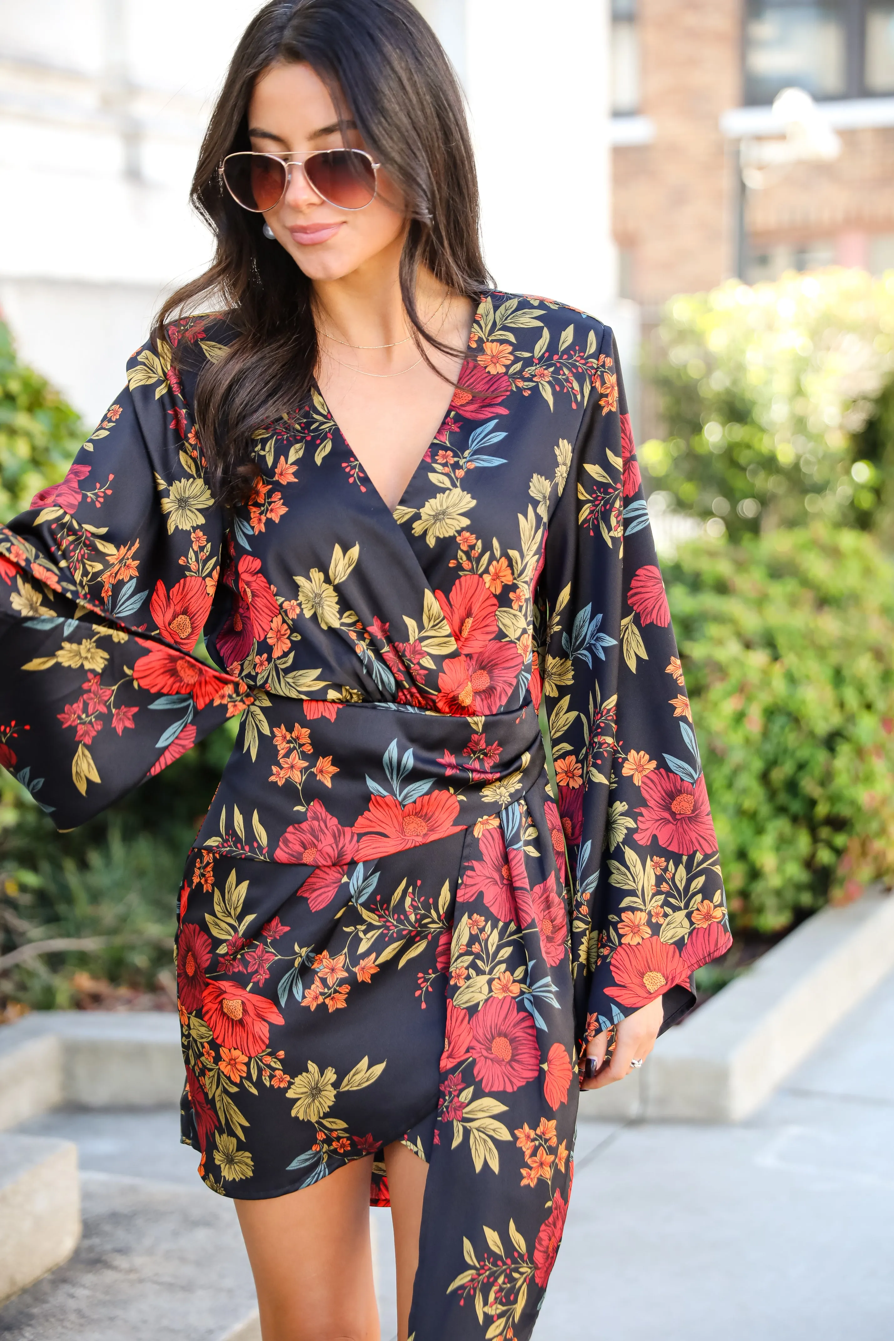 FINAL SALE - Luxurious Statement Black Floral Mini Dress