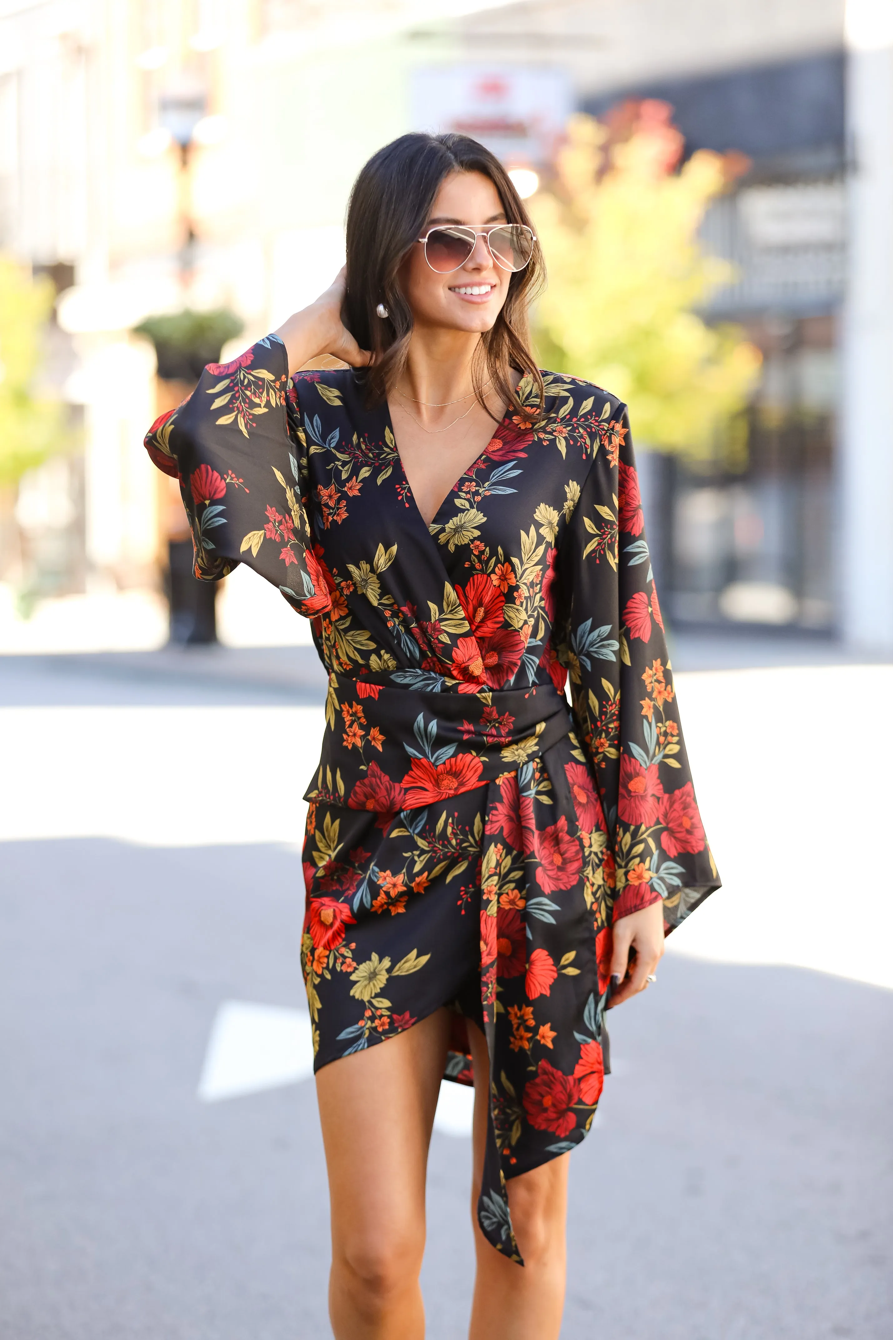 FINAL SALE - Luxurious Statement Black Floral Mini Dress