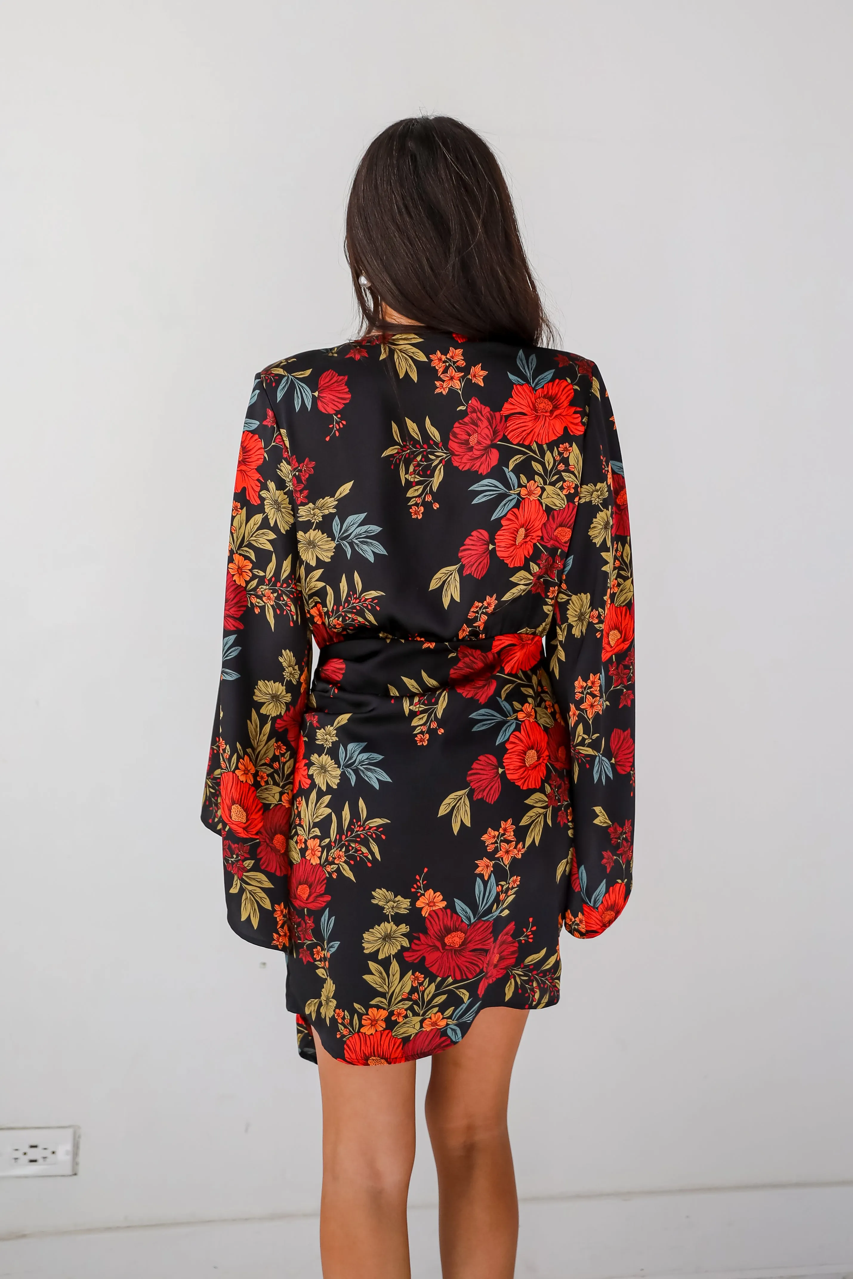 FINAL SALE - Luxurious Statement Black Floral Mini Dress