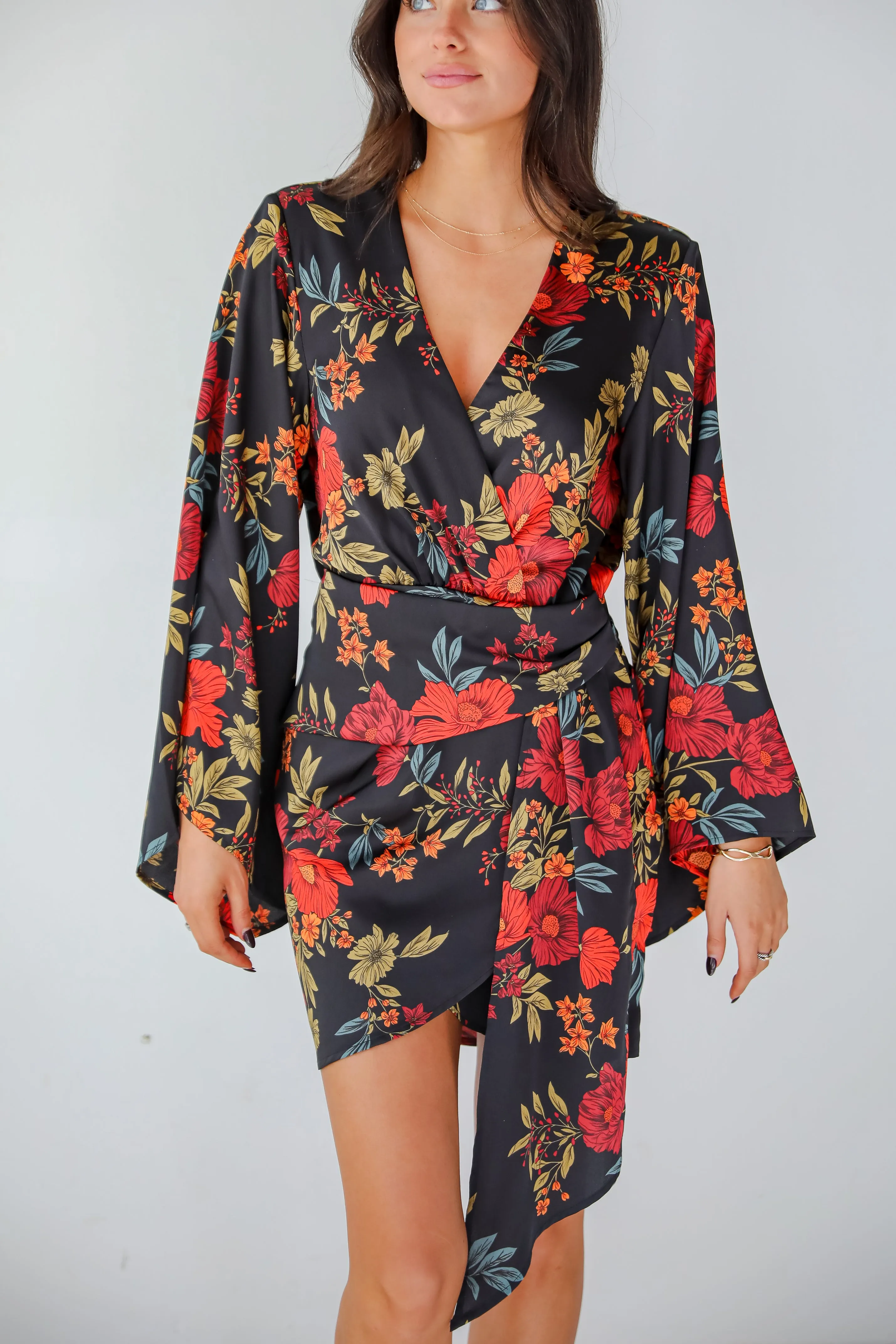 FINAL SALE - Luxurious Statement Black Floral Mini Dress