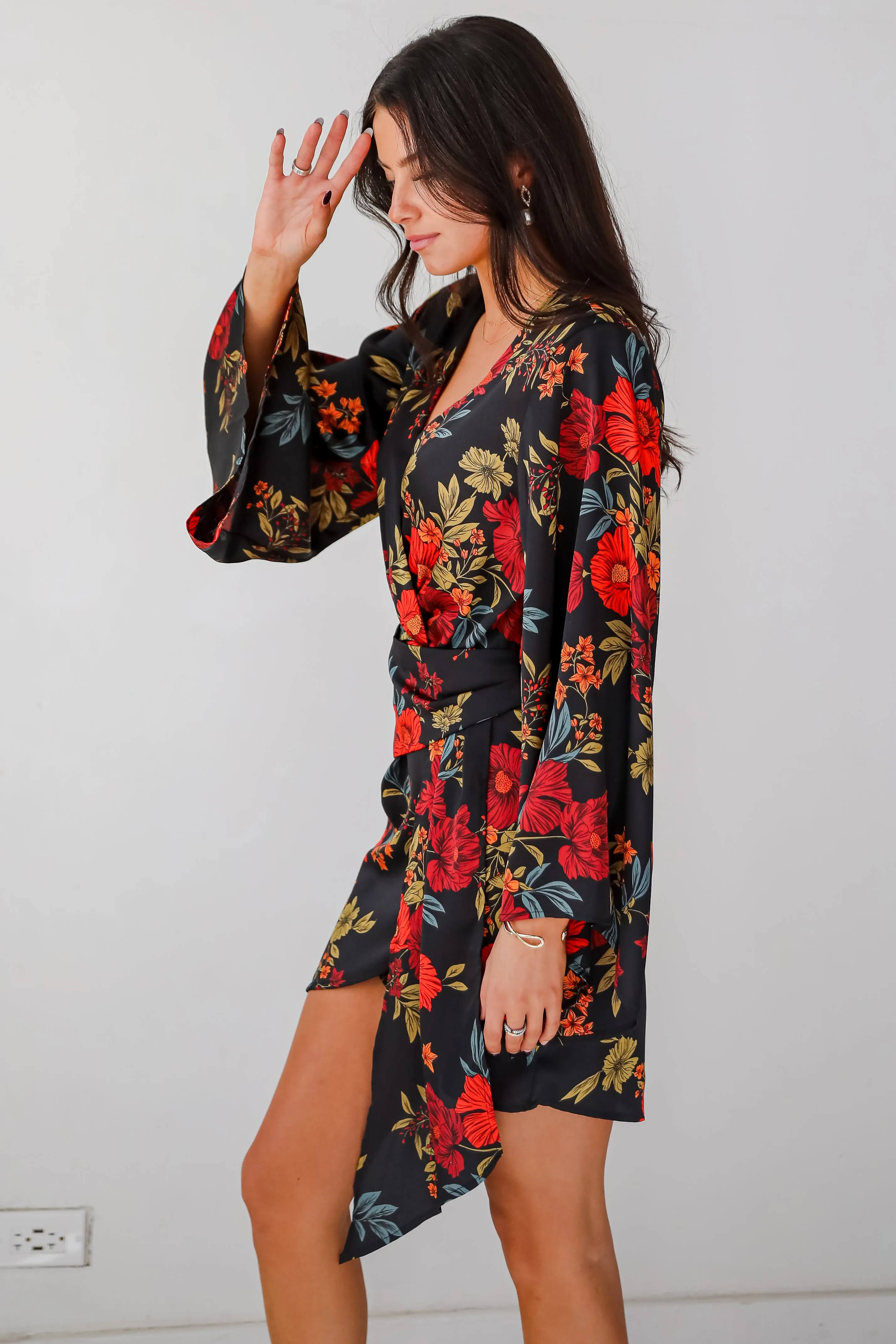 FINAL SALE - Luxurious Statement Black Floral Mini Dress