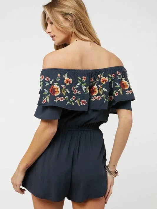 Floral Rose Off Shoulder Romper