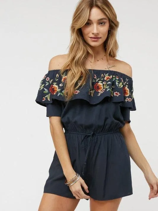 Floral Rose Off Shoulder Romper