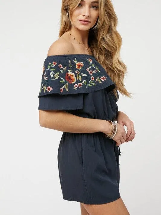 Floral Rose Off Shoulder Romper