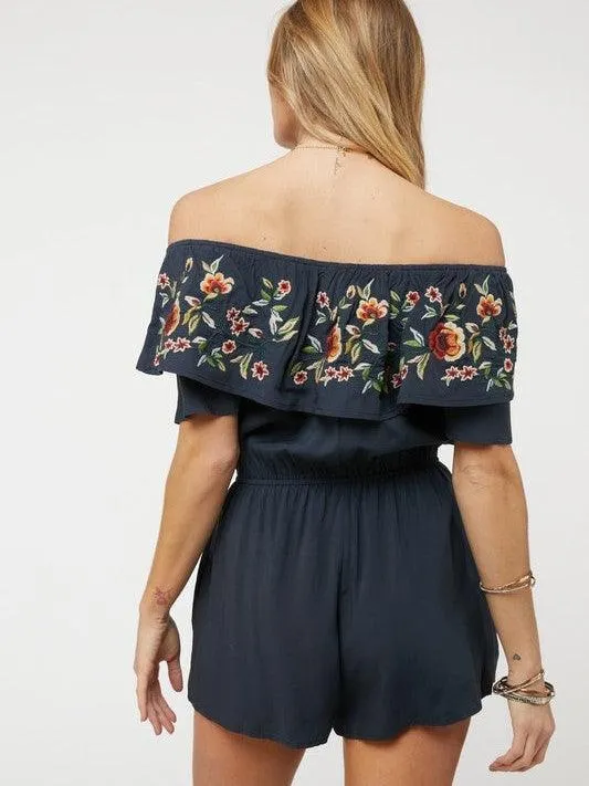 Floral Rose Off Shoulder Romper