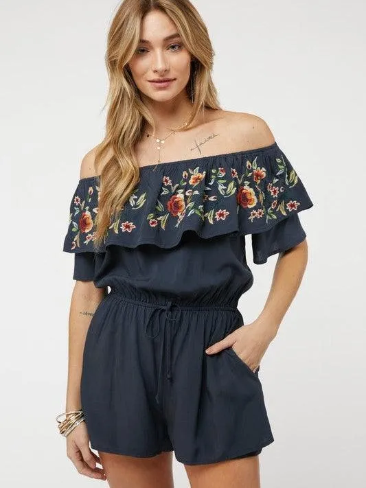 Floral Rose Off Shoulder Romper