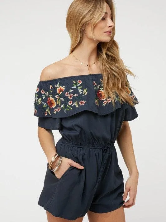 Floral Rose Off Shoulder Romper