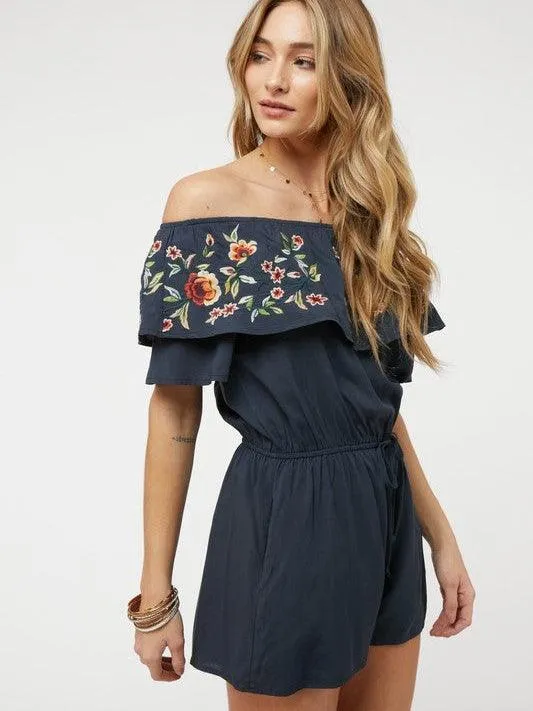 Floral Rose Off Shoulder Romper