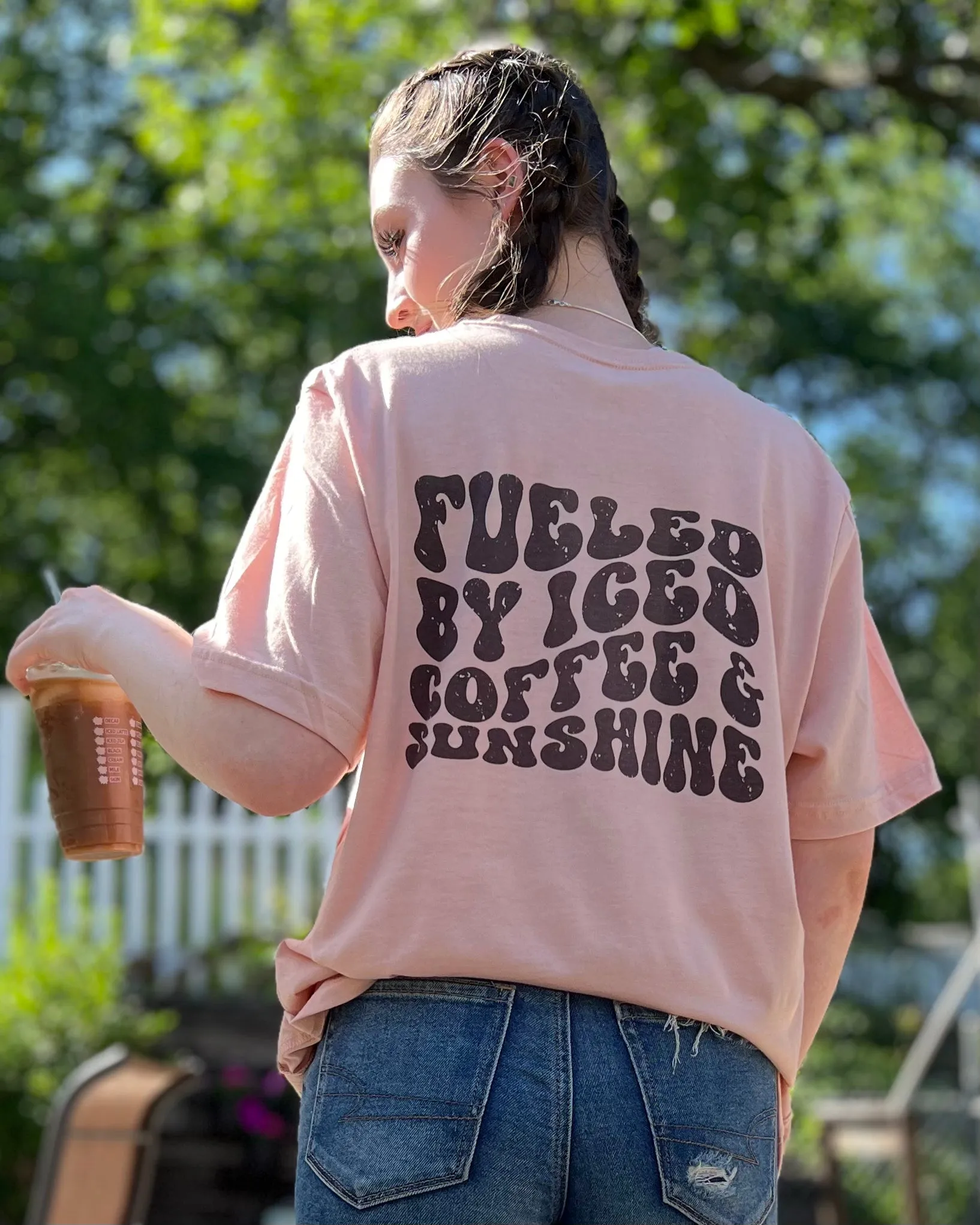 fueled by iced coffee and sunshine | t shirt