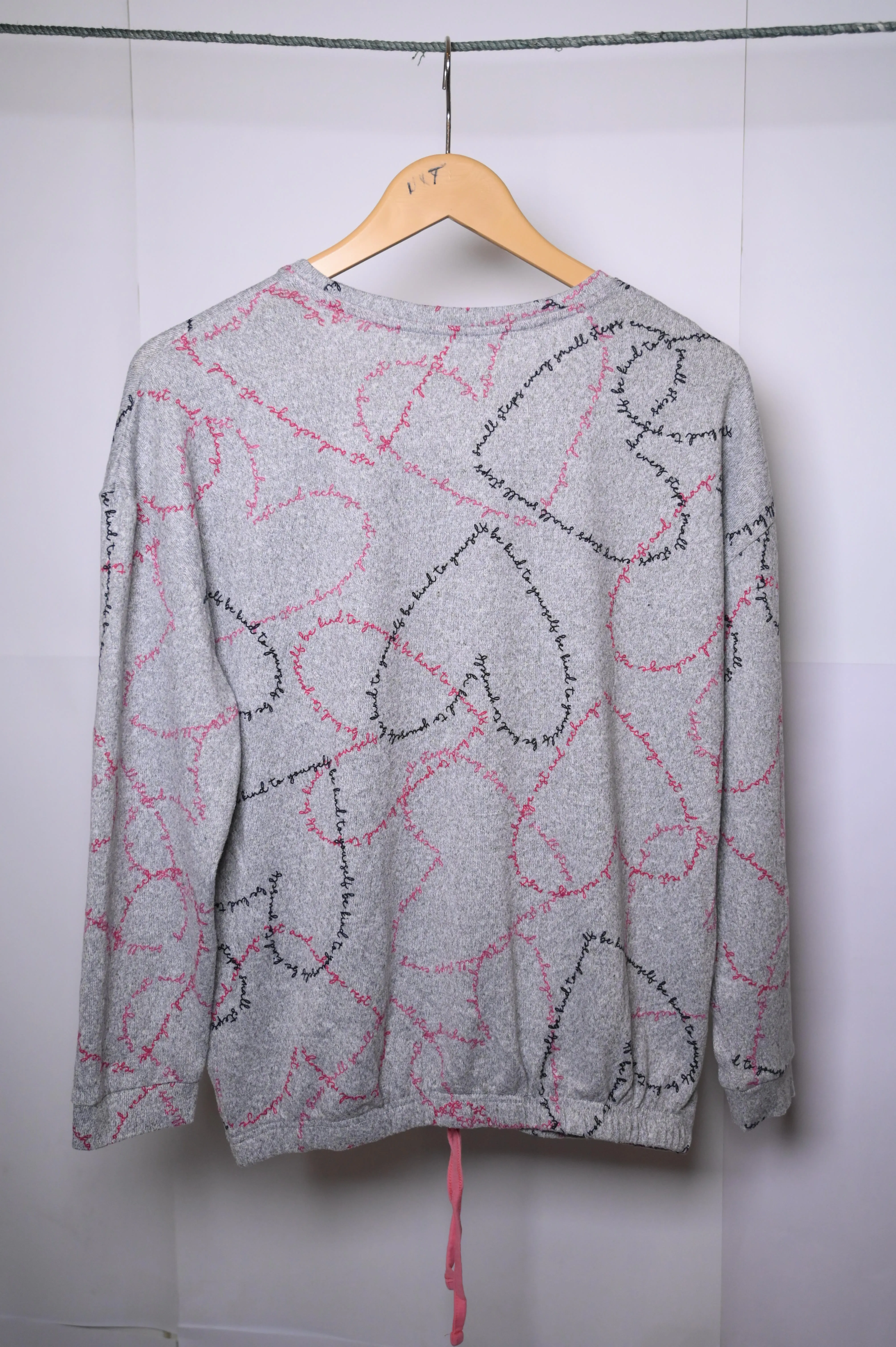 George Grey Sweatshirt with Red & Black Hearts (Medium)