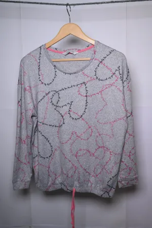 George Grey Sweatshirt with Red & Black Hearts (Medium)